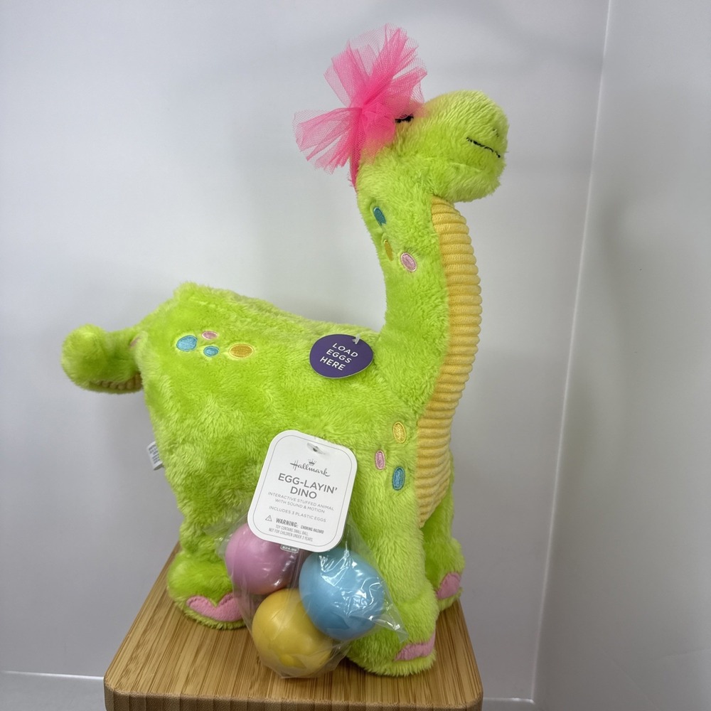 Hallmark Easter Egg Layin' Dino Interactive Plush With Sound And Motion New